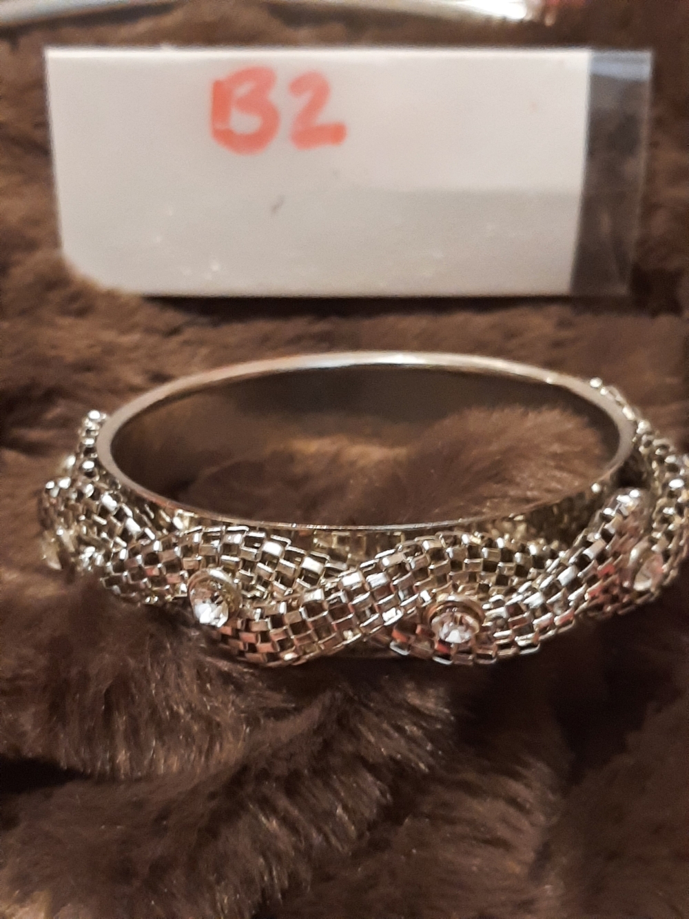 Silver Crystal Woven Bangle Bracelet - Women Jewelry